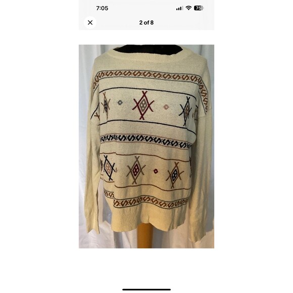 Madewell Womans Embroidered Reseda Pullover Sweater in Eggshell Size Lg NEW/Tags - Picture 2 of 8